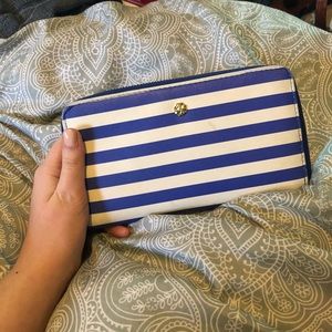 Blue & white striped wallet